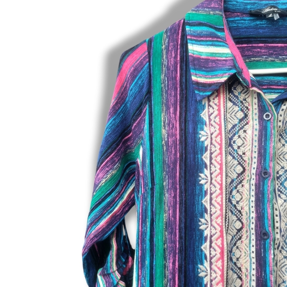 Andree By Unit Striped Embroidered Front Button Duster - Picture 4 of 7